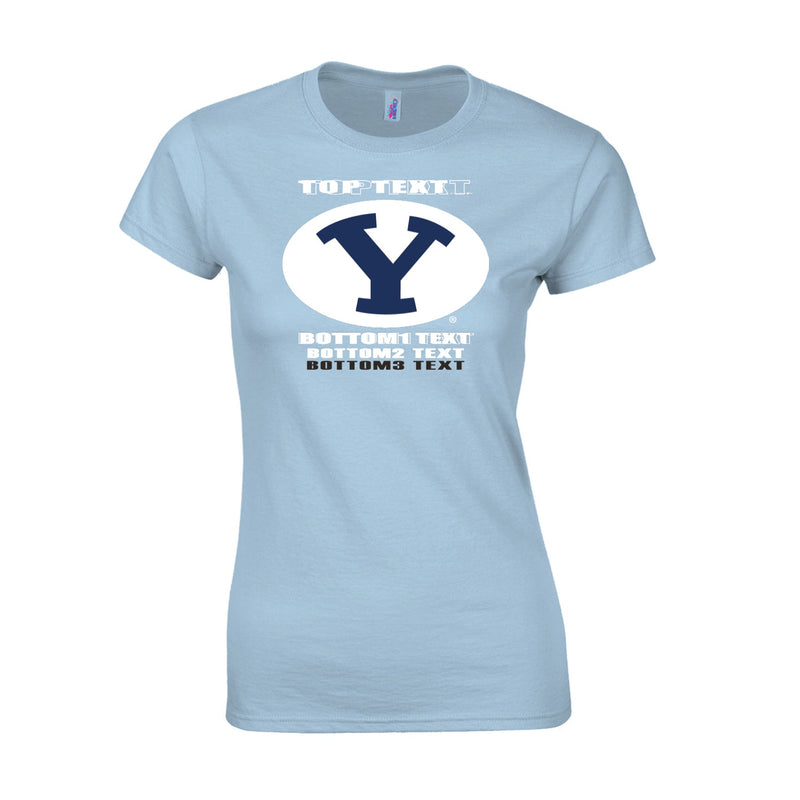 Women's Semi-Fitted Classic T-Shirt  - Light Blue - Logo Text Drop